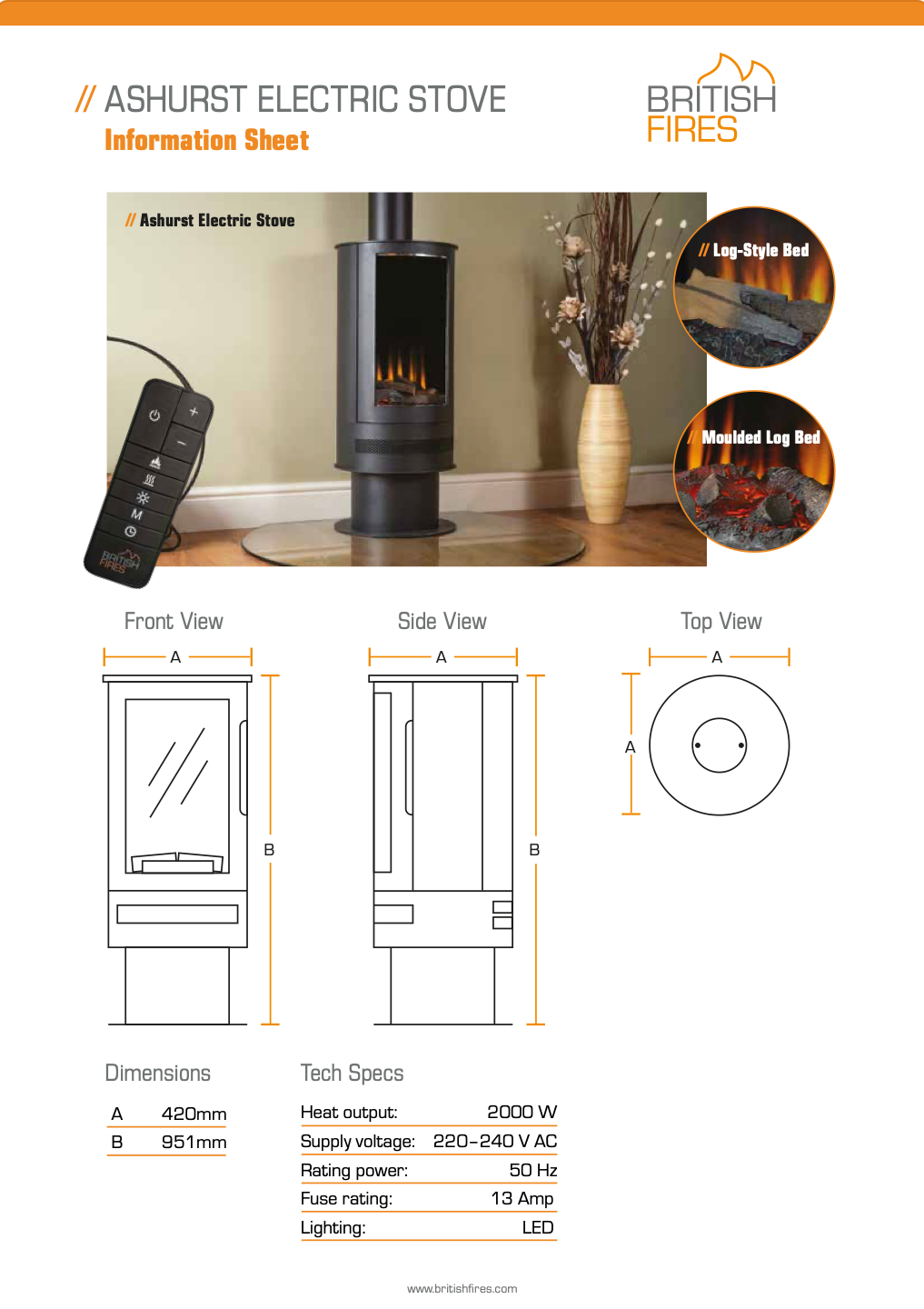 British Fires Ashurst Electric Stove