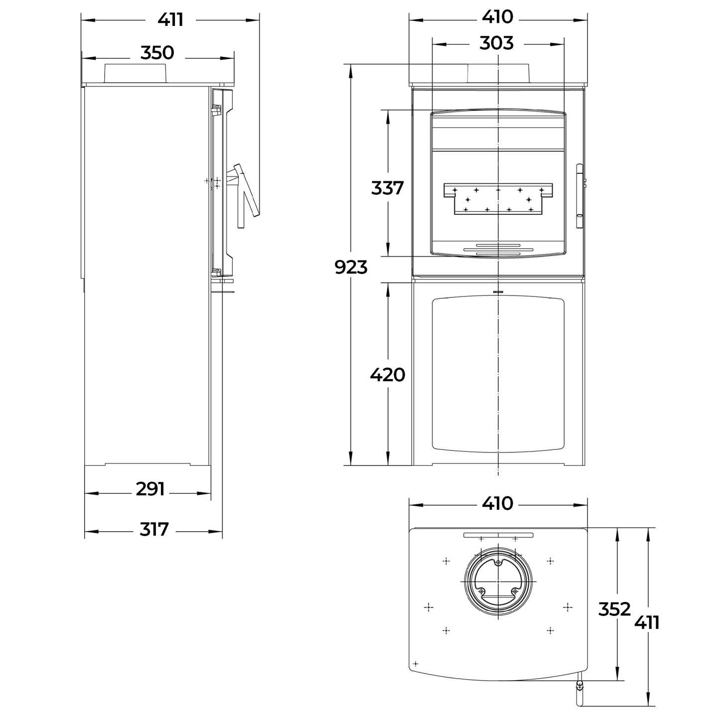 Medium Tinder Box with Log Store Wood Burning Stove