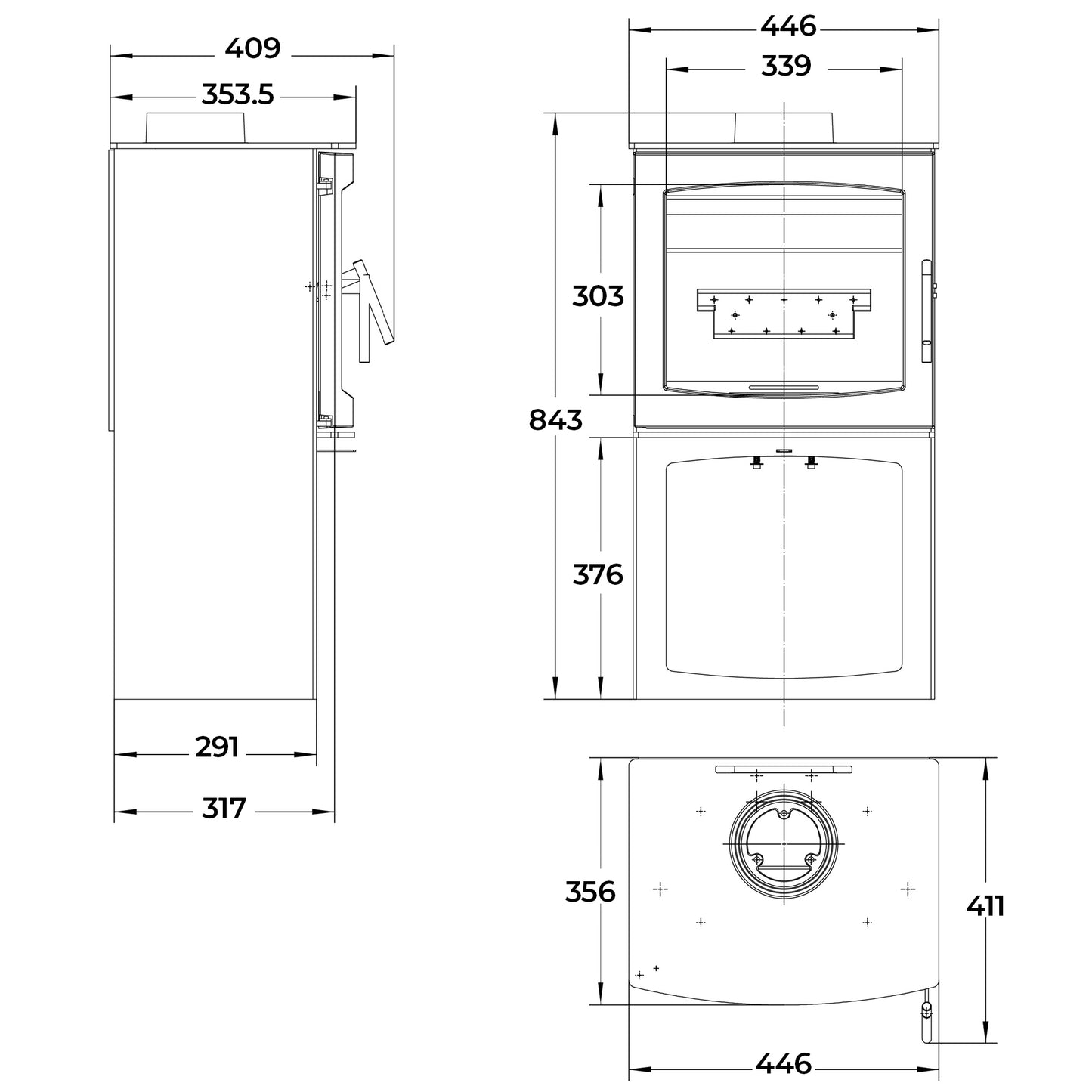 Small Tinder Box with Log Store Wood Burning Stove