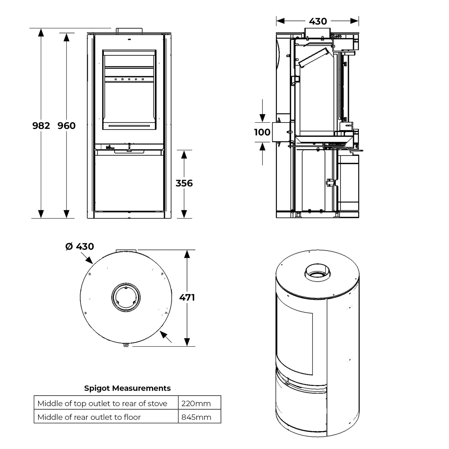 Poppy Round Wood Burning Stove
