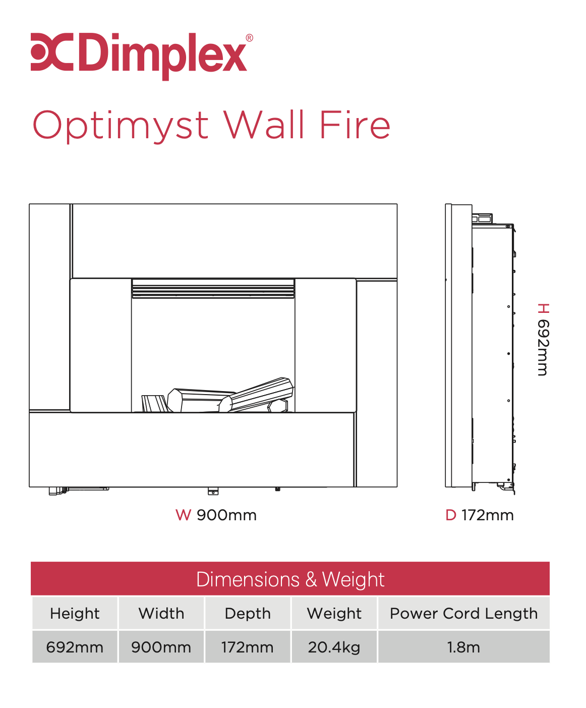 Dimplex Optimyst Wall Fire