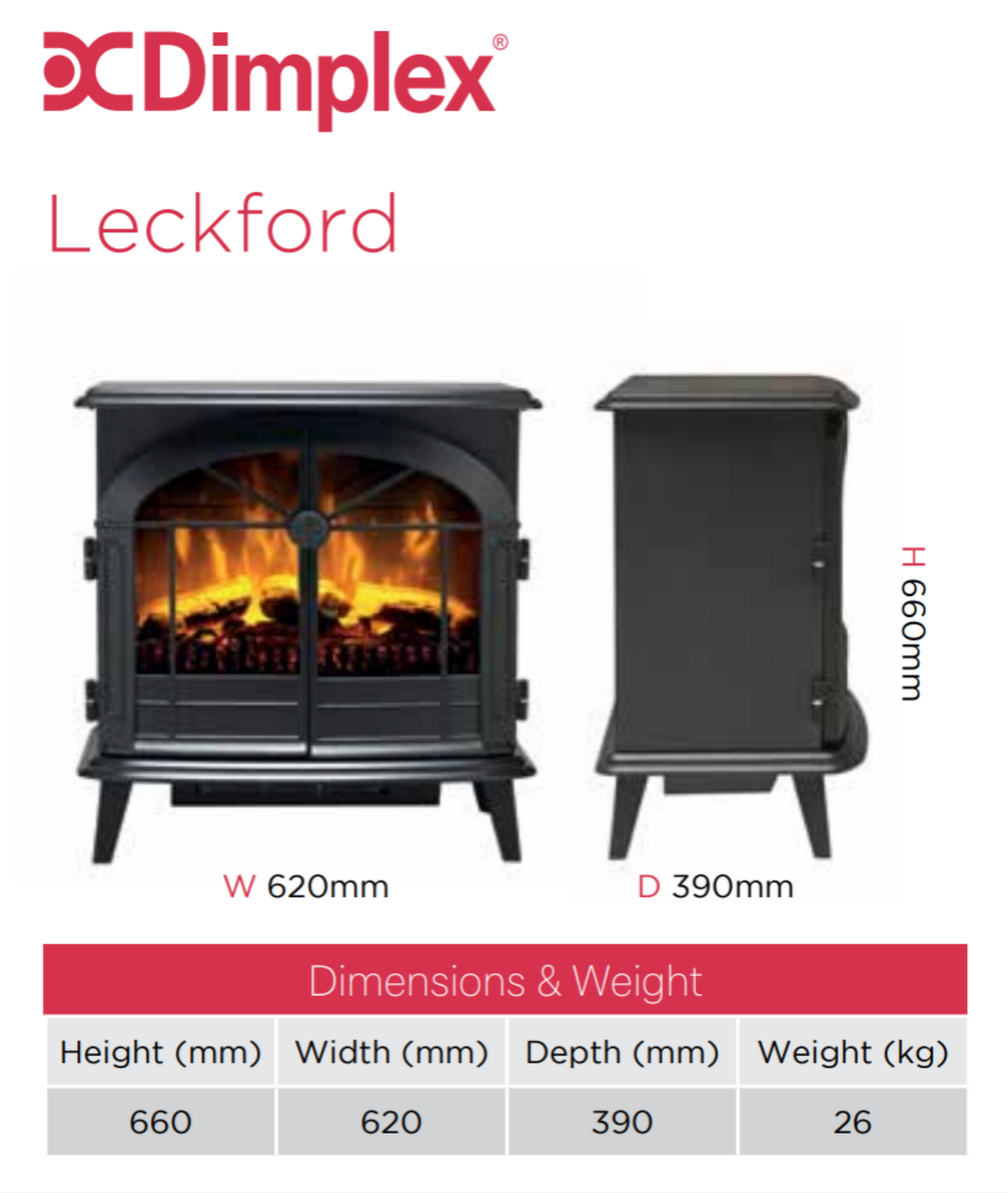 Dimplex Leckford Optiflame Electric Stove
