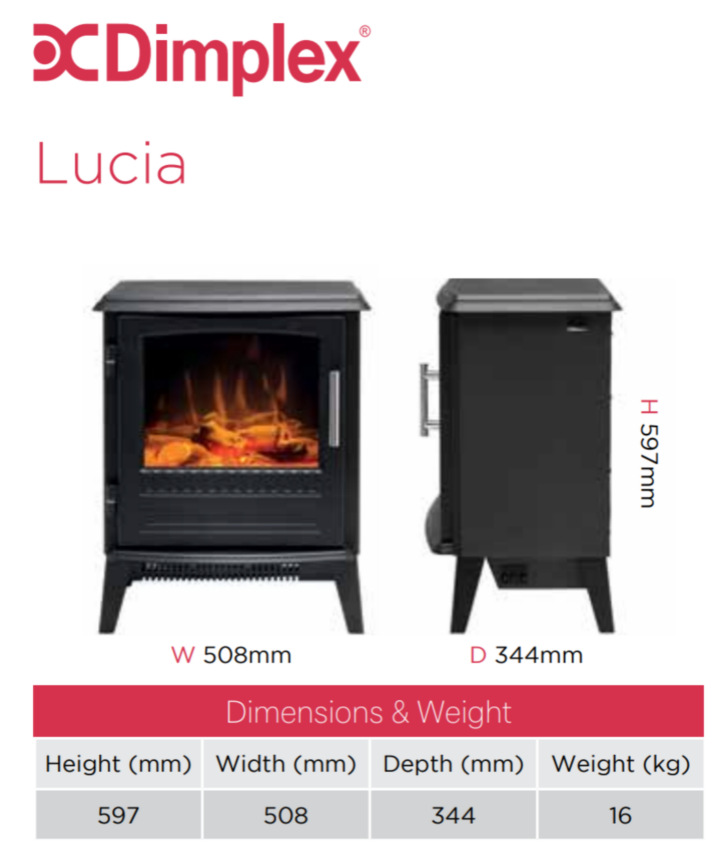 Dimplex Lucia Optiflame Electric Stove