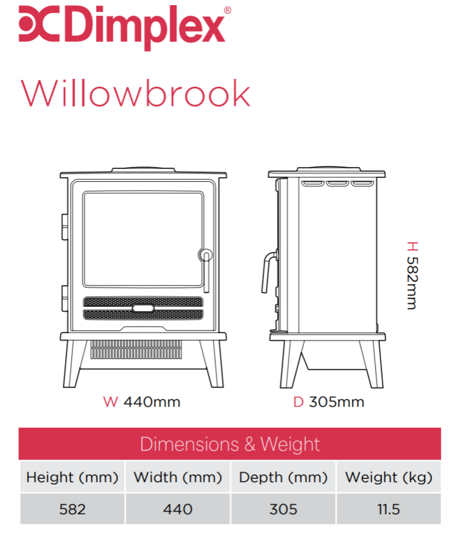 Dimplex Willowbrook Optimyst Electric Stove