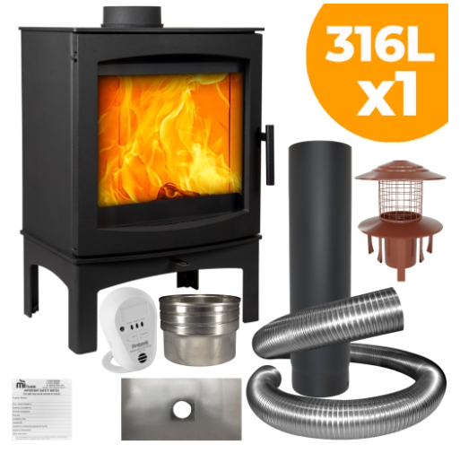 Tinderbox Tall Wood Burning Stove Package