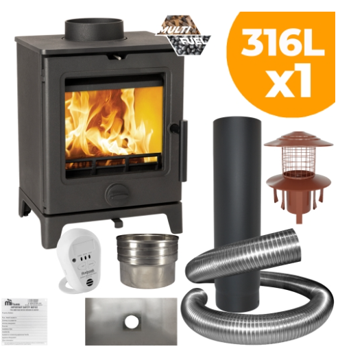 Derwent Medium Multifuel Stove Package