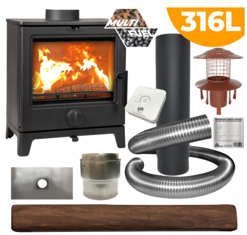 Derwent Medium Multifuel Stove Package