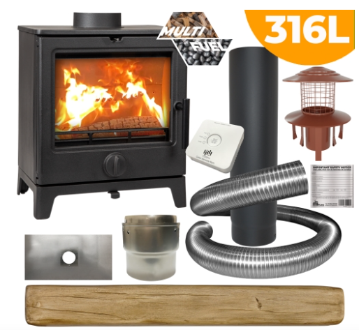 Derwent Medium Multifuel Stove Package