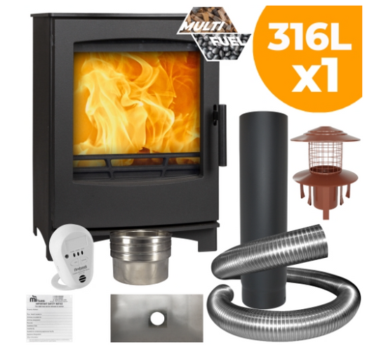 Tinderbox Medium Multifuel Stove Package