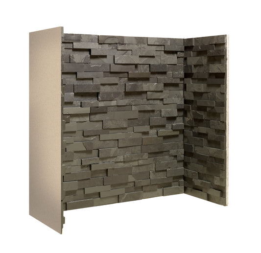 Fireplace Chamber - Black Staggered Slate Block Chamber