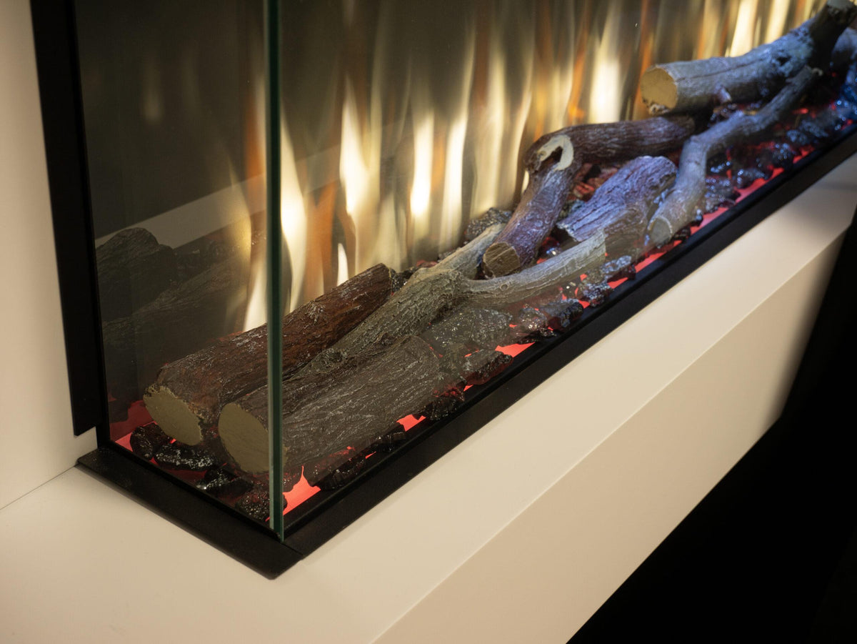 iRange Slimline Woodland Log Fuel Bed White Flame scaled