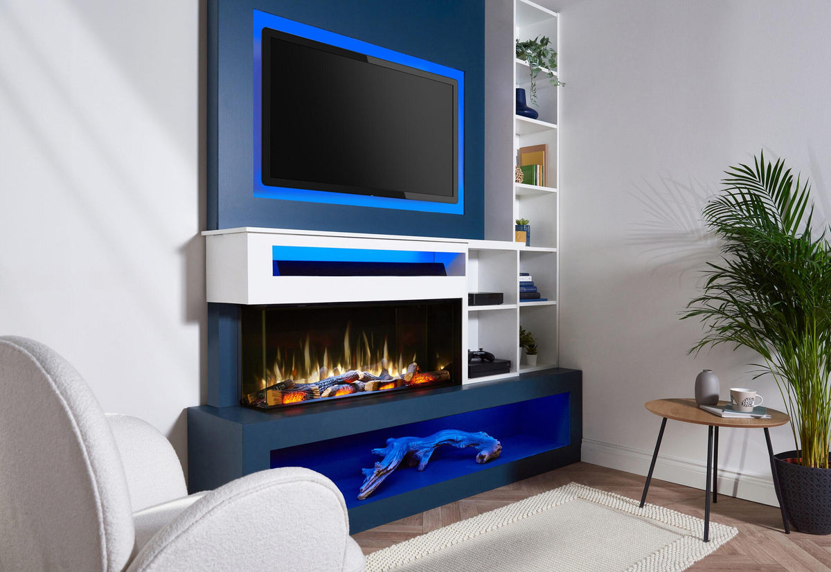 iRange i1000e Deep White Flame Three Sided with Woodland Logs and LEDs scaled