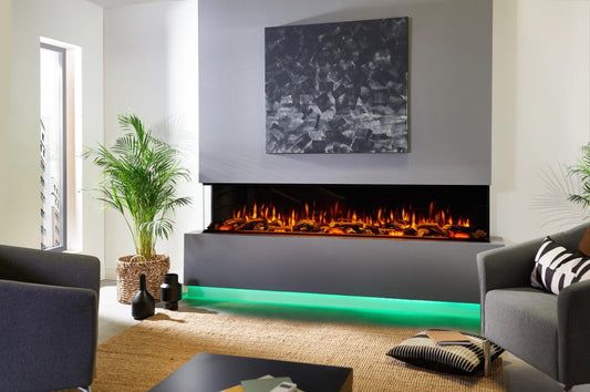 iRange i2200e Deep Feature Wall with Orange Flame with LEDs with Woodland Logs Three Sided scaled